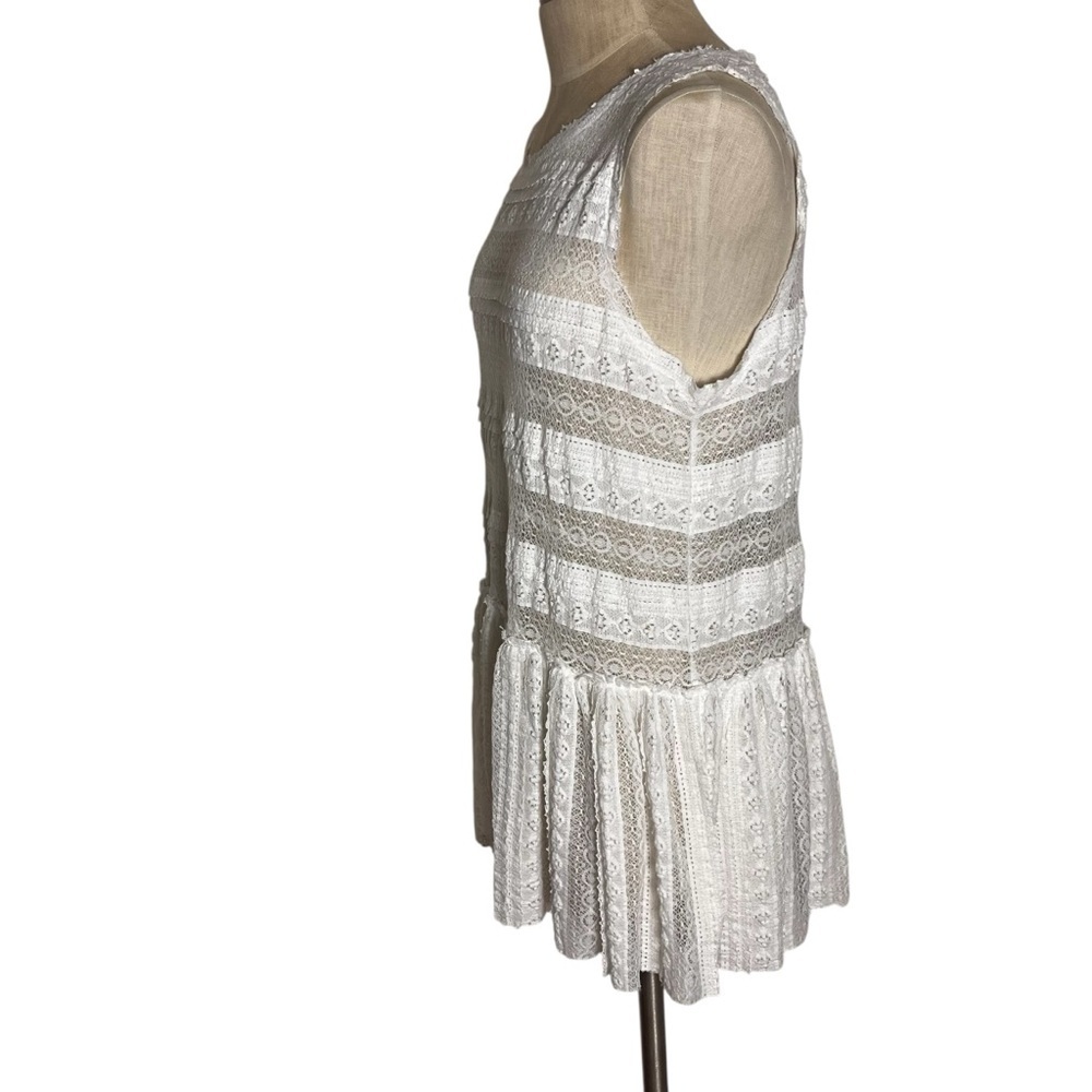 Intimately Free People Lace Mini Dress Cream Sheer Drop Waist Prairie Boho Tunic - Picture 9 of 12